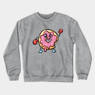 Worried Doughnut Donut with Pink Frosting Crewneck Sweatshirt